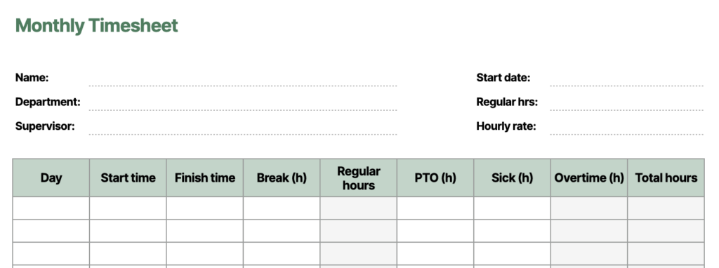 how to fill out timesheet – 1