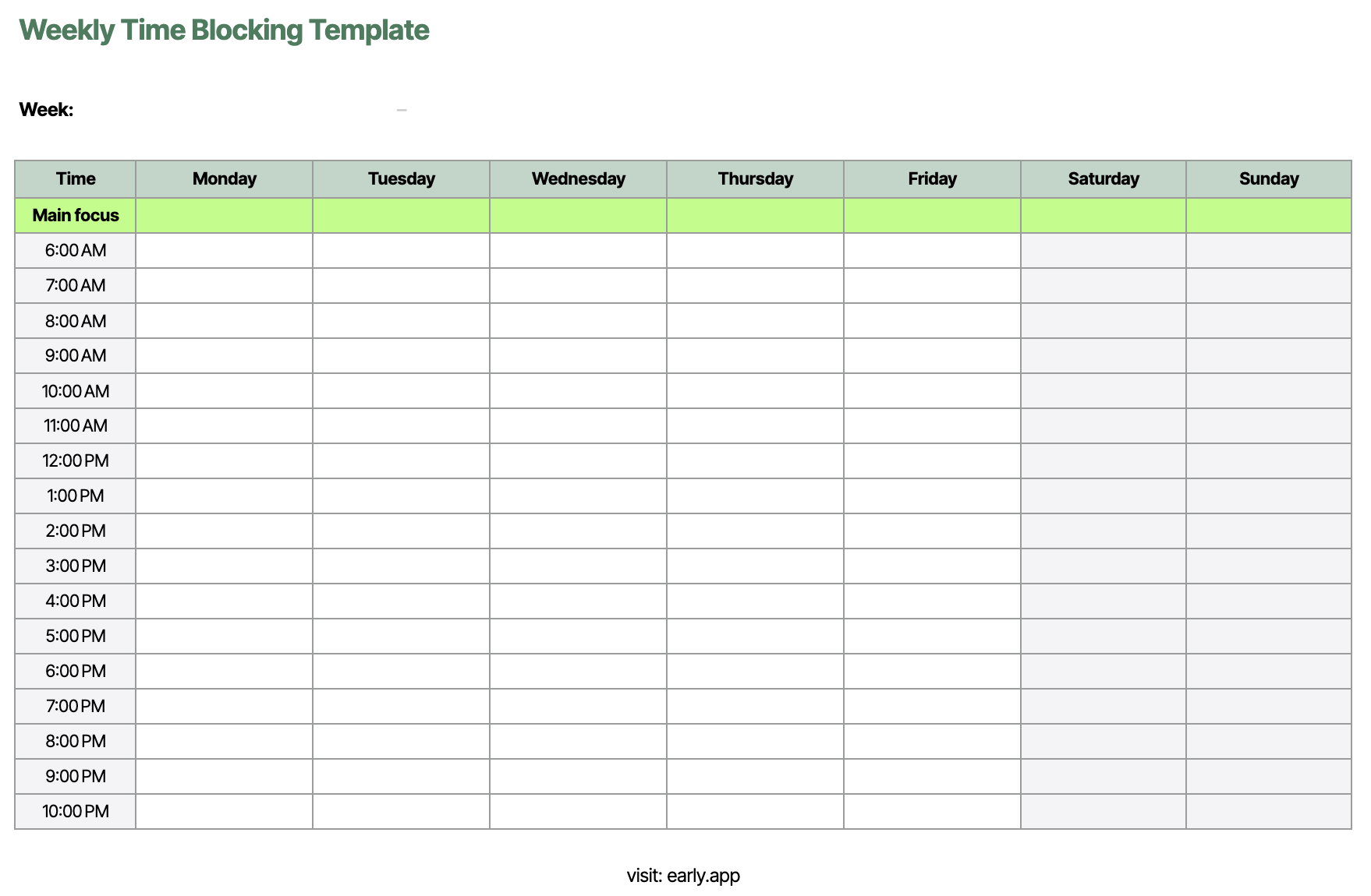 time blocking template